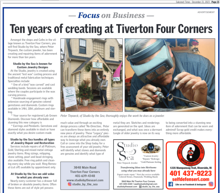 A newspaper article about ten years of creating at tiverton four corners.